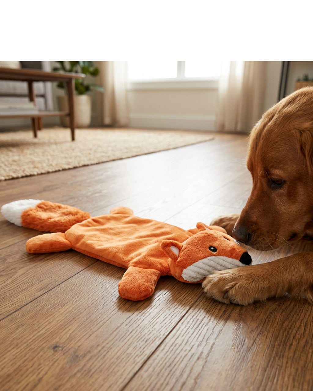 Vovn Crinkle Dog Toy Fox Orange 13 in
