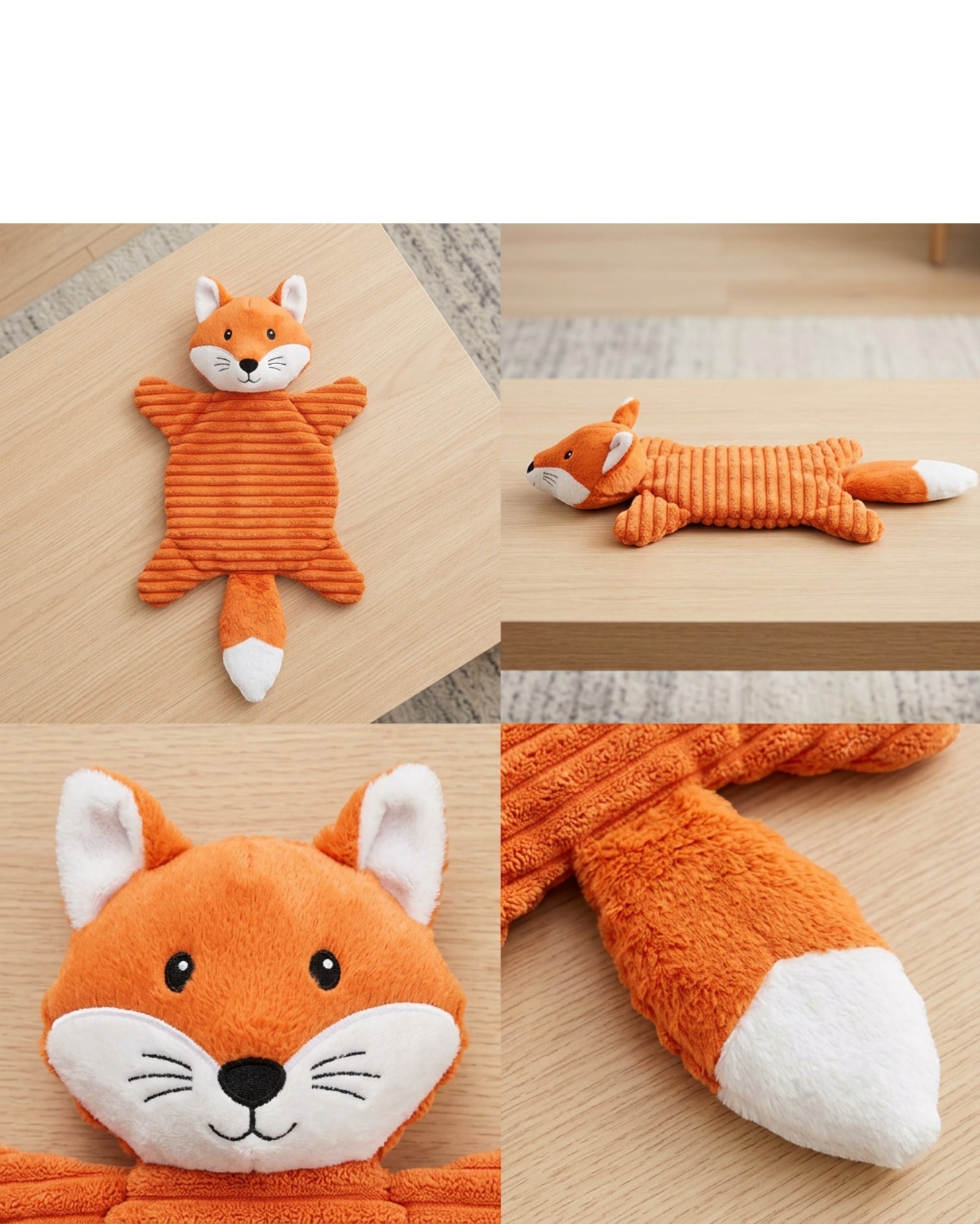 Vovn Crinkle Dog Toy Fox Orange 13 in