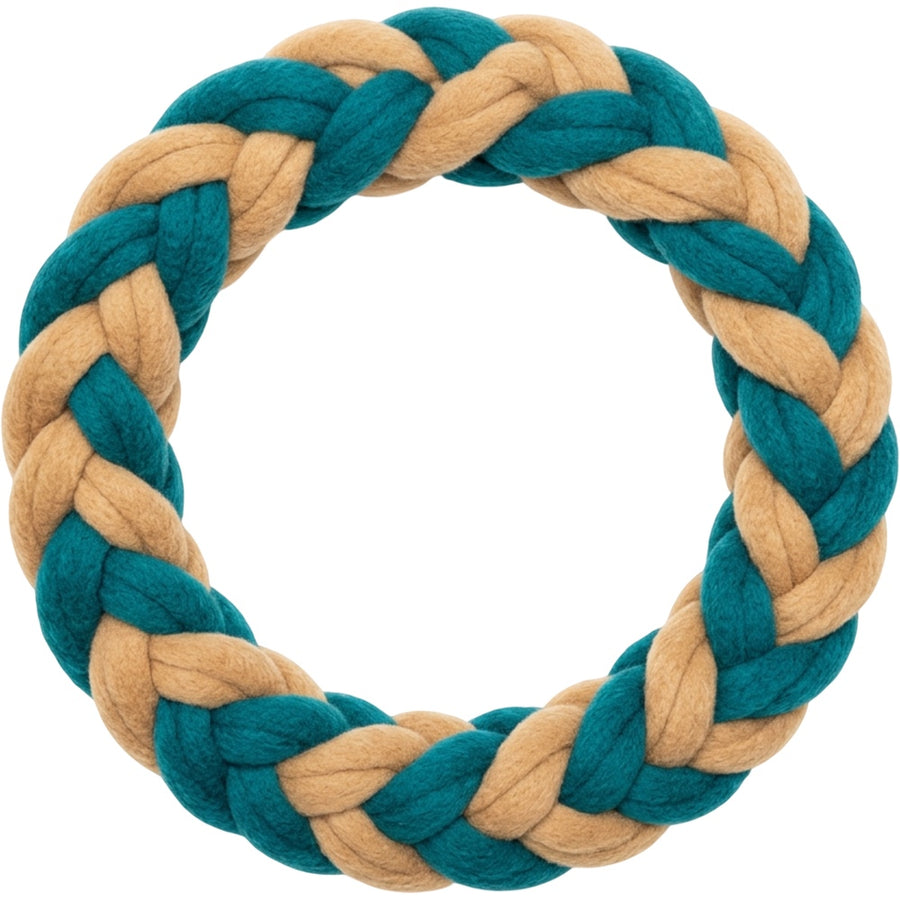 Vovn Loopbraid Fleece Tug Ring Dog Toy 9 in Teal Sand