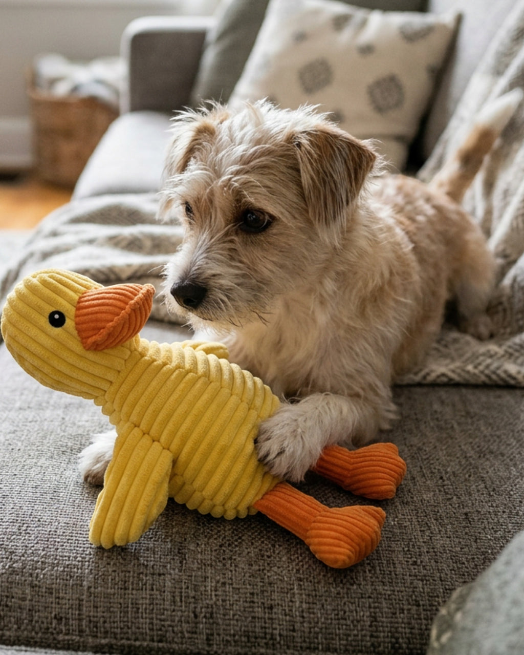 Vovn Plush Squeaky Dog Toy Duck Yellow 9 in