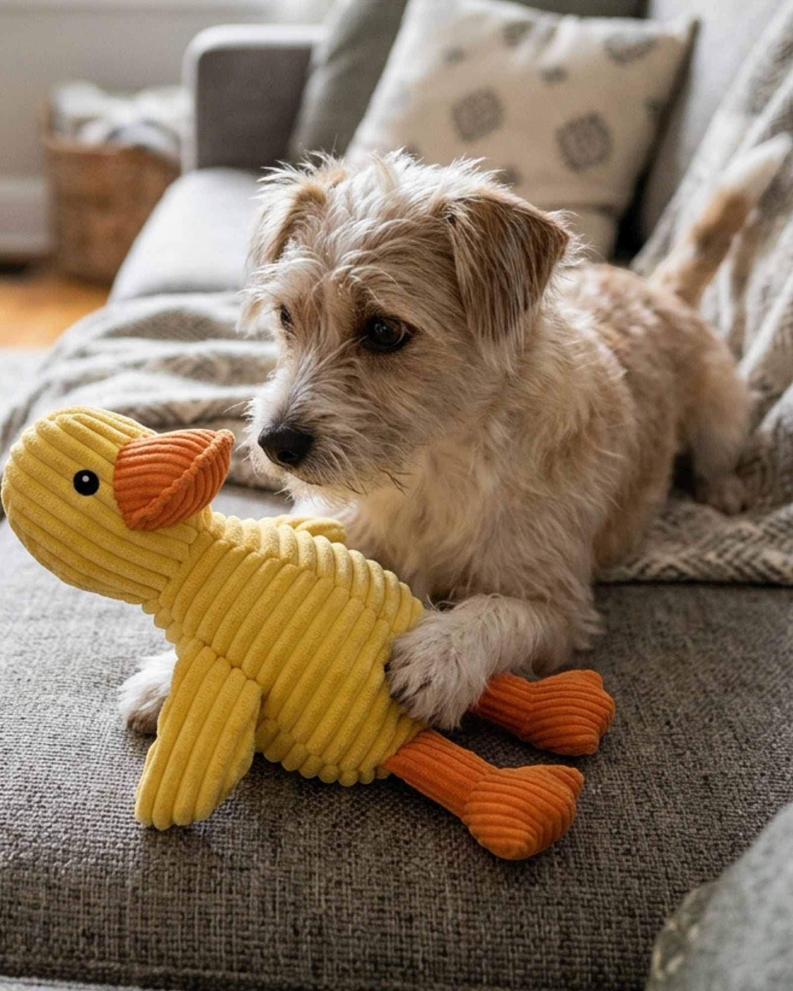 Vovn Plush Squeaky Dog Toy Duck Yellow 9 in