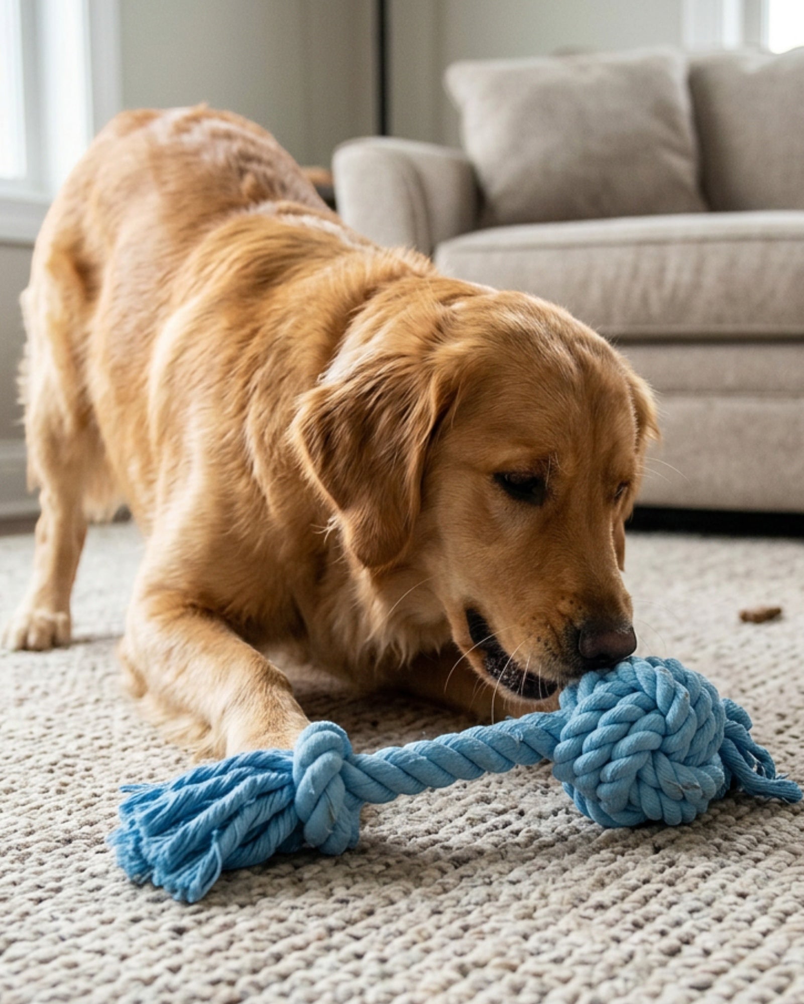 Vovn Rope Dog Toy Blue Knot 12 in