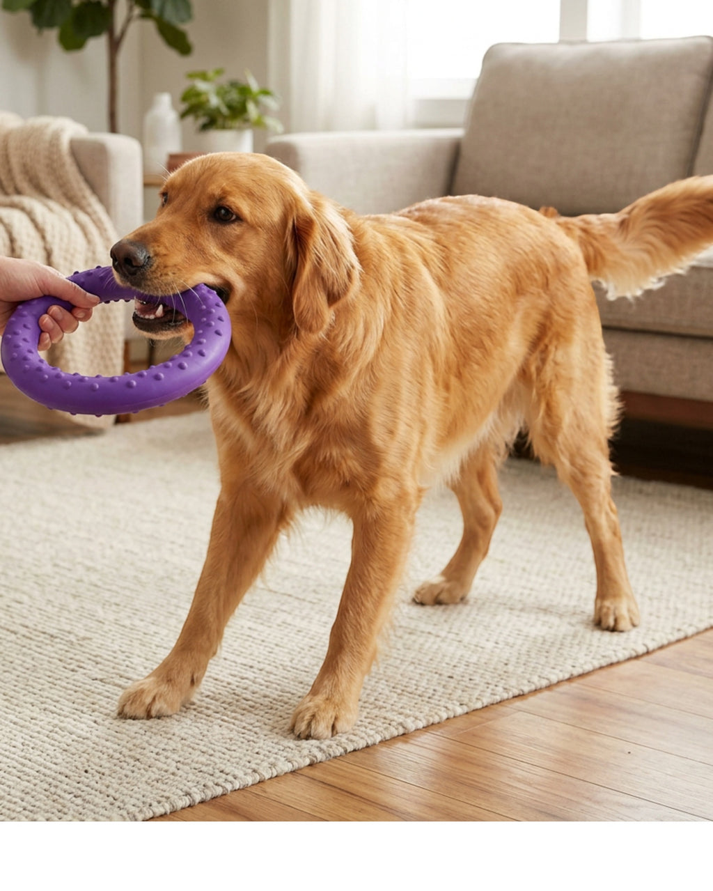 Vovn Tug Ring Dog Toy Purple 7 in